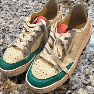 Superdry Cream and Teal Women's Sneakers